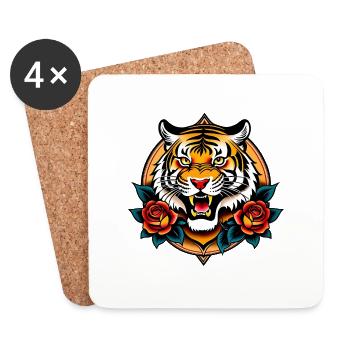 Wildes Tiger-Tattoo - Untersetzer (4er-Set) - Weiß - Vorne