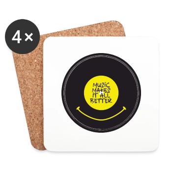 Music makes it all better - Have a nice vinyl day - Untersetzer (4er-Set) - Weiß - Vorne