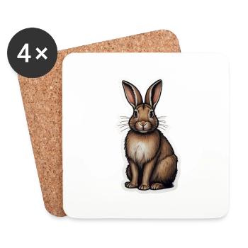 Hase Ostern Süß - Untersetzer (4er-Set) - Weiß - Vorne