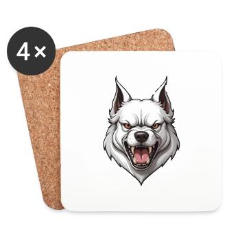 Hund Böse - Untersetzer (4er-Set) - Weiß - Vorne