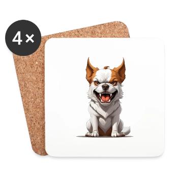 Hund Böse - Untersetzer (4er-Set) - Weiß - Vorne