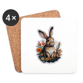 Hase Ostern Süß - Untersetzer (4er-Set) - Weiß - Vorne