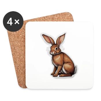 Hase Ostern Süß - Untersetzer (4er-Set) - Weiß - Vorne