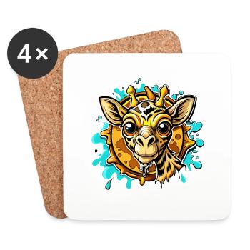 girafe - Dessous de verre (lot de 4) - blanc - Devant