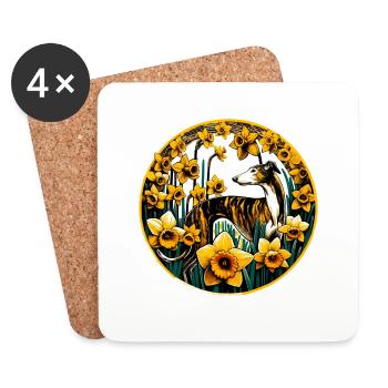 Daffodils Sighthound - Coasters (set of 4) - white - Front