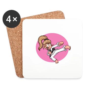 Beauté, cerveau et un dessin animé ceinture noire - Dessous de verre (lot de 4) - blanc - Devant
