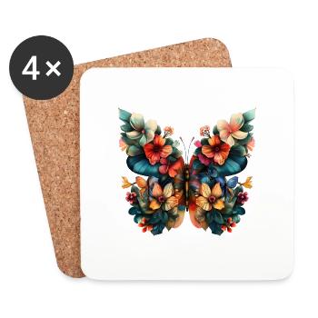 Butterfly Blooms - Coasters (set of 4) - white - Front