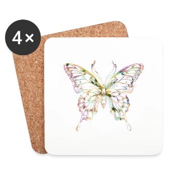 Papillon néon - Dessous de verre (lot de 4) - blanc - Devant