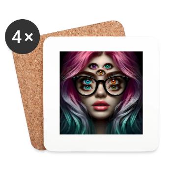 # eyes Girl - Untersetzer (4er-Set) - Weiß - Vorne