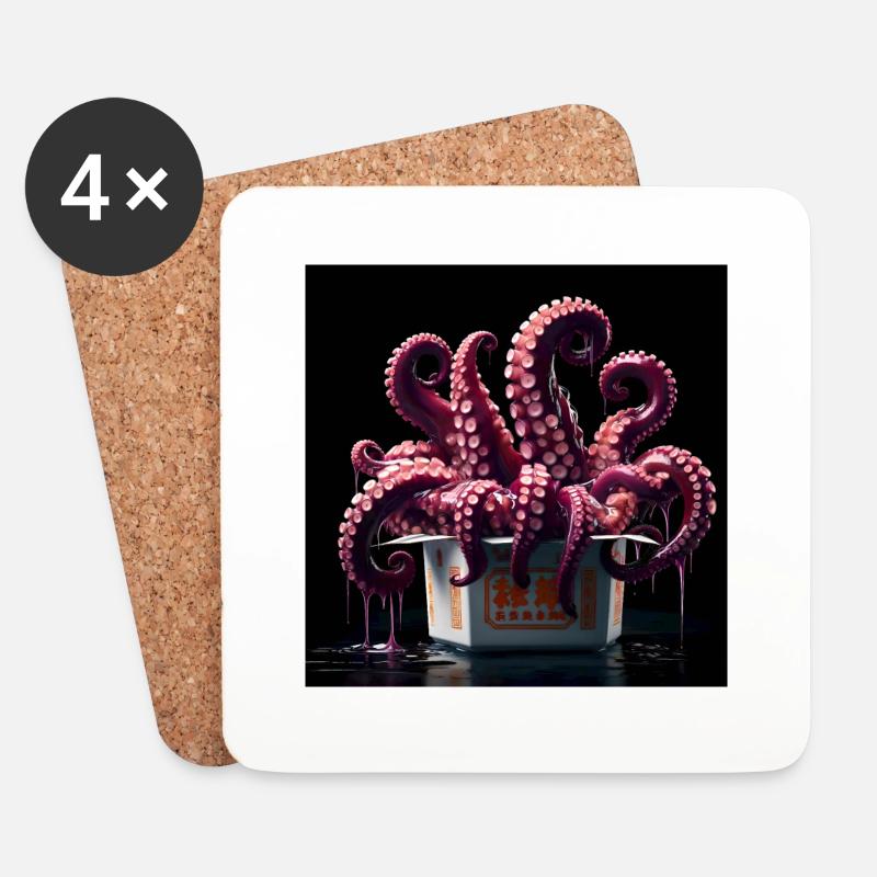 Rebel Pulpo - Untersetzer (4er-Set) - Weiß