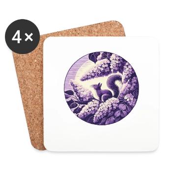 Lilac Squirrel Art - Coasters (set of 4) - white - Front