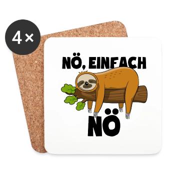 Faultier Nö, einfach Nö - Spruch - Untersetzer (4er-Set) - Weiß - Vorne