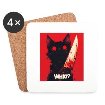 chat What? - Dessous de verre (lot de 4) - blanc - Devant