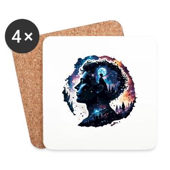 Silhouette / Forest / Portrait / Trees / Person - Coasters (set of 4) - white - Front