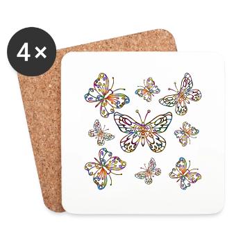 Papillons - Dessous de verre (lot de 4) - blanc - Devant
