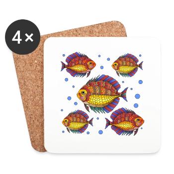 Poissons - Dessous de verre (lot de 4) - blanc - Devant