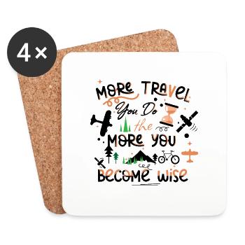 More travel you do the more you become wise quote - Coasters (set of 4) - white - Front