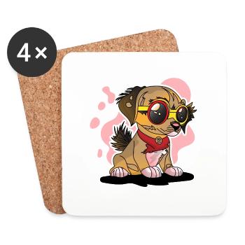 Cute puppy sitting with serious face fashion dog - Coasters (set of 4) - white - Front