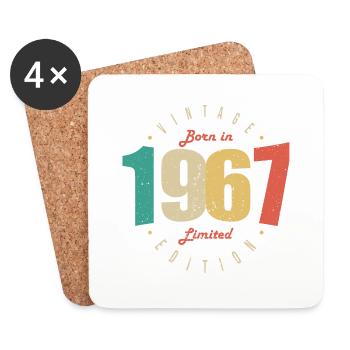 1967 Vintage Anniversaire Rétro Cadeau 1967 - Dessous de verre (lot de 4) - blanc - Devant