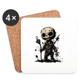 Horror Puppe / Halloween / gruselig / düster - Untersetzer (4er-Set) - Weiß - Vorne