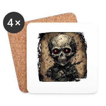Horror Puppe / Halloween / gruselig / düster - Untersetzer (4er-Set) - Weiß - Vorne