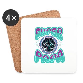 SUPER PAPA - Dessous de verre (lot de 4) - blanc - Devant
