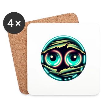 Green glowing eyes - Coasters (set of 4) - white - Front