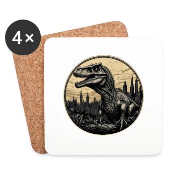Dinosaur / Animal / Prehistoric / Reptile / Boys - Coasters (set of 4) - white - Front