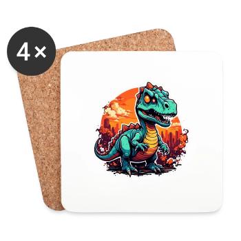 Dinosaur / Animal / Prehistoric / Reptile / Boys - Coasters (set of 4) - white - Front