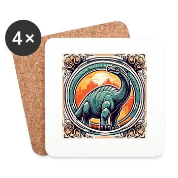 Dinosaur / Animal / Prehistoric / Reptile / Boys - Coasters (set of 4) - white - Front