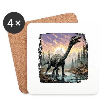 Dinosaur / Animal / Prehistoric / Reptile / Boys - Coasters (set of 4) - white - Front