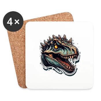 Dinosaurier / Tier / Urzeit / Reptil / Jungs - Untersetzer (4er-Set) - Weiß - Vorne