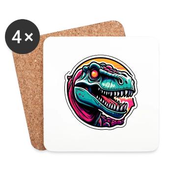 Dinosaurier / Tier / Urzeit / Reptil / Jungs - Untersetzer (4er-Set) - Weiß - Vorne