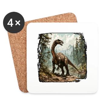Dinosaurier / Tier / Urzeit / Reptil / Jungs - Untersetzer (4er-Set) - Weiß - Vorne