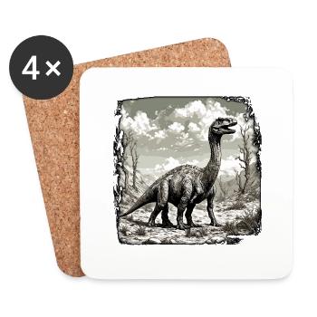 Dinosaur / Animal / Prehistoric / Reptile / Boys - Coasters (set of 4) - white - Front