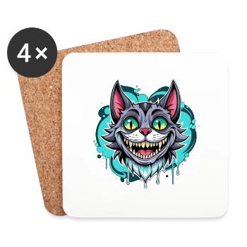 Chat heureux - Dessous de verre (lot de 4) - blanc - Devant