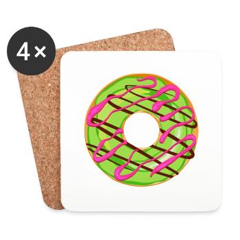 donut dessin dessert donuts gateau patisserie 1 - Dessous de verre (lot de 4) - blanc - Devant