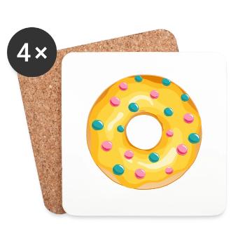 donut dessin dessert donuts gateau patisserie 1 - Dessous de verre (lot de 4) - blanc - Devant