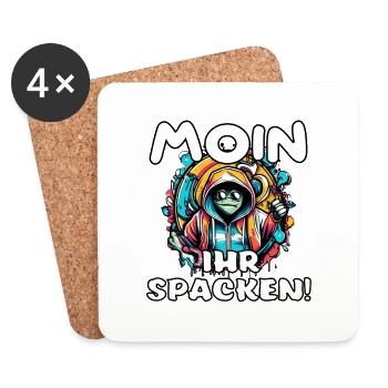 Moin ihr Spacken Norddeutsche Sprüche - Untersetzer (4er-Set) - Weiß - Vorne
