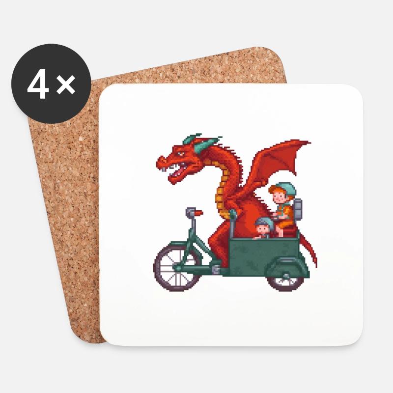 Fantasy Ride Pixel - Untersetzer (4er-Set) - Weiß