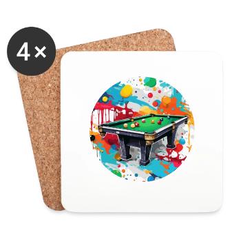 Billard / Boule de billard / 8 boules / billard / Kö - Dessous de verre (lot de 4) - blanc - Devant