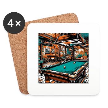 Billiard Table / Billiard Ball / 8 Ball / Pool / Kö - Coasters (set of 4) - white - Front