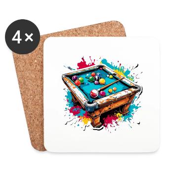 Billard / Boule de billard / 8 boules / billard / Kö - Dessous de verre (lot de 4) - blanc - Devant