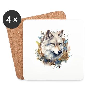 Lovely Wolf face - Dessous de verre (lot de 4) - blanc - Devant