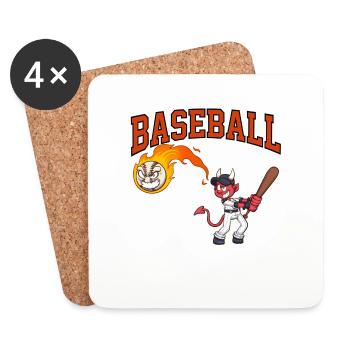 Baseball Is My Favorite Season Cartoon - Coasters (set of 4) - white - Front