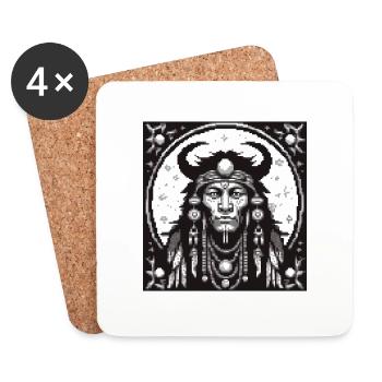 Tribal Moon Pixel - Coasters (set of 4) - white - Front