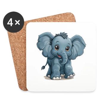 elephant2 copy - Coasters (set of 4) - white - Front