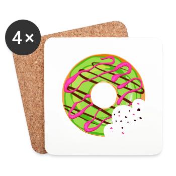 Donut-Crunch essen Metzgergebäck 1 34 Q - Untersetzer (4er-Set) - Weiß - Vorne