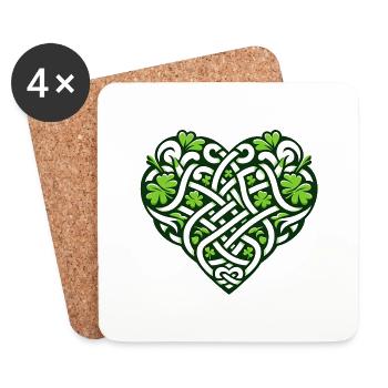 Coeur celtique de la Saint-Patrick - Dessous de verre (lot de 4) - blanc - Devant