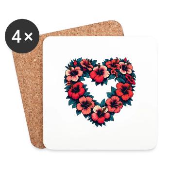 Hibiscus - Dessous de verre (lot de 4) - blanc - Devant